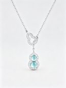 Hulu‑gourd necklace made of natural blue‑water jade and hypoallergenic S999 pure silver. This oriental‑style pendant brings fortune, delivered with gift‑box and authenticity certificate.